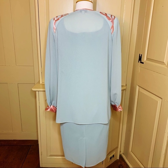 Vintage dress SET 60s 70s PATRA sz S/M Petite embroidery rhinestone silk wedding - Picture 9 of 17